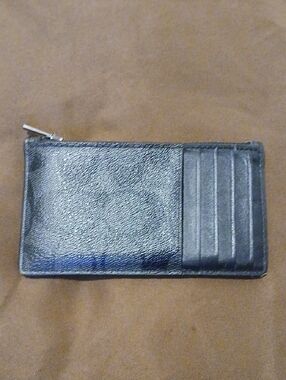 COACH Leather Zip Wallet with Card Slots - Black